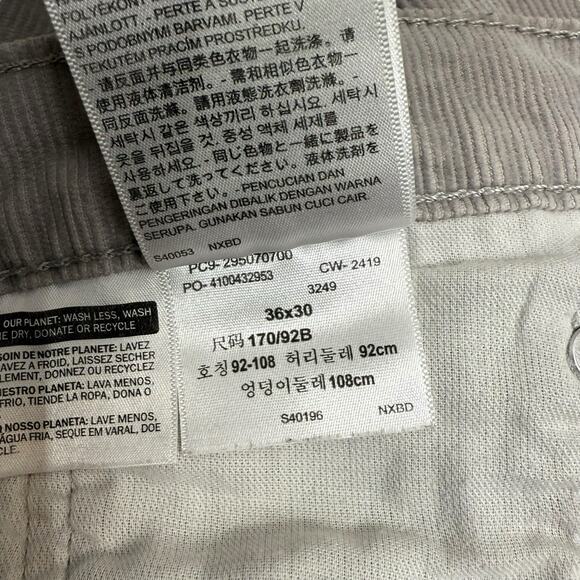 Levis Shorts Mens 36 Grey Corduroy Cut Offs Hemmed Chino Vintage Inspired - Picture 11 of 13